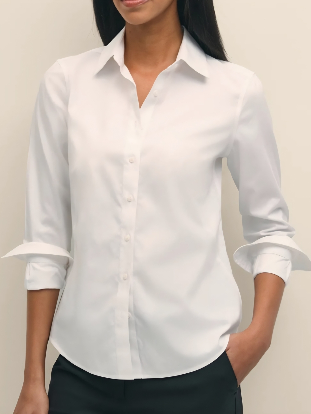 Brooks Brothers White Classic Fit Non-Iron Stretch Button-Front Shirt NWT Size 1